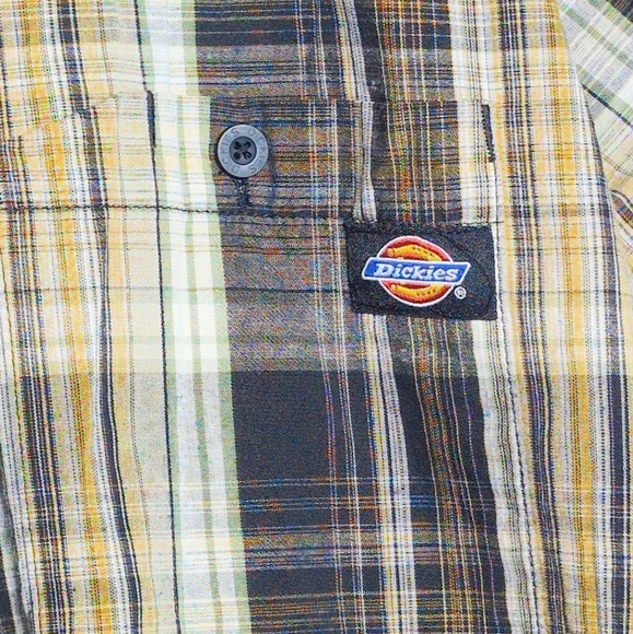 Dickies Black Yellow Plaid Sz 2XL Casual Button Down Shirt - Picture 3 of 5